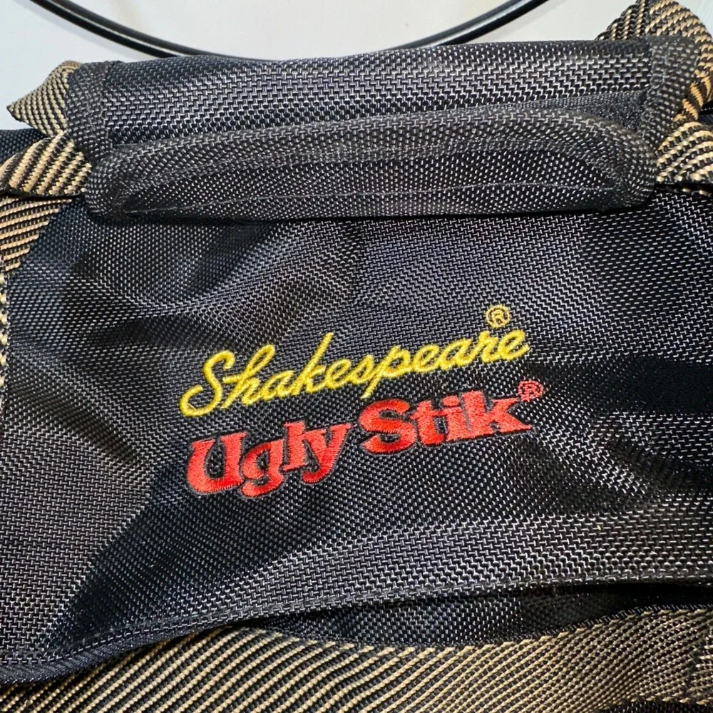Shakespeare Ugly Stik Fishing Tackle Bag Black‎ Gold Nylon Shoulder Strap Bungee